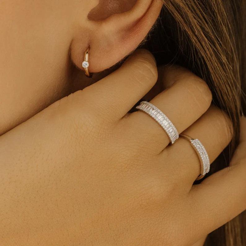0.75 Karat Tasarım Baget Pırlanta Yüzük - Arel - Mim Diamond