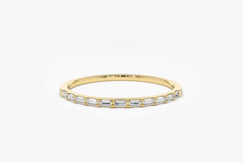Minimal Tasarım Baget Pırlanta Yüzük - Pera - Mim Diamond