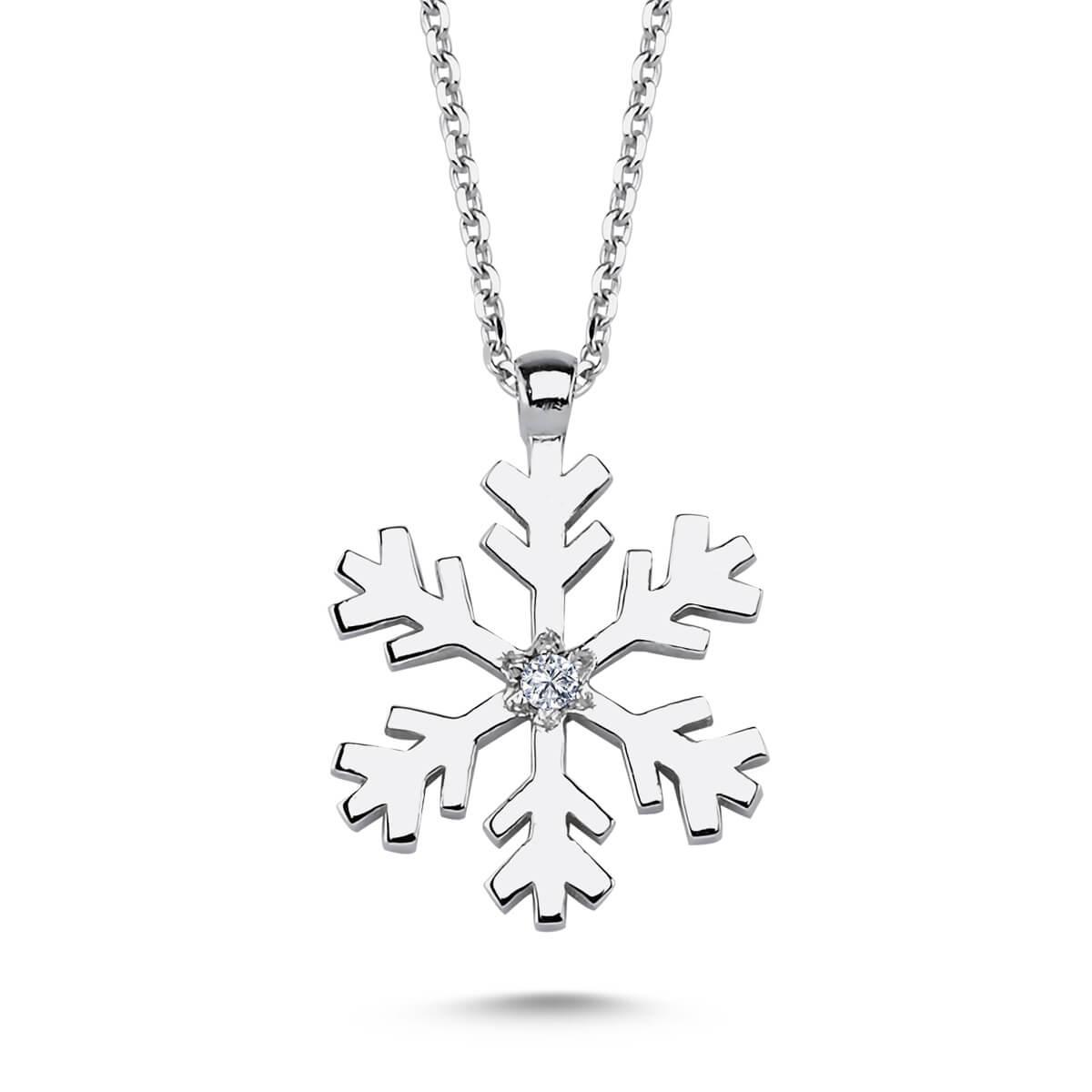 Pırlanta Kar Tanesi Kolye - Mim Diamond