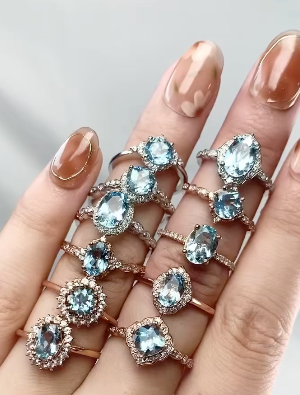 Vintage Akuamarin Evlilik Teklifi Yz - Minelava