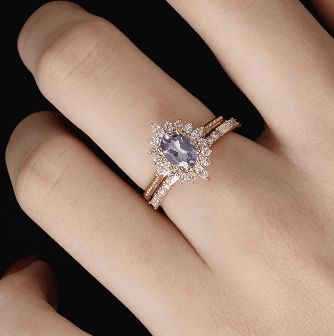 Vintage Art Deco Oval Alexandrite Yüzük - Acubens