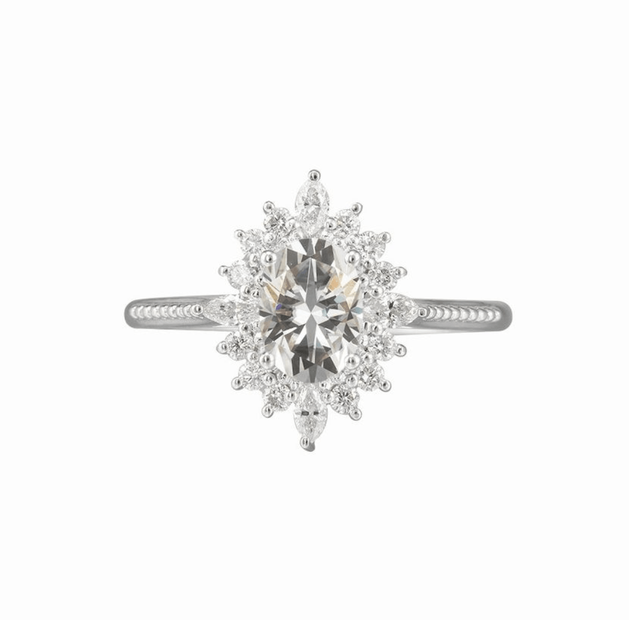 Vintage Art Deco Oval Mozanit Yüzük - Adhara