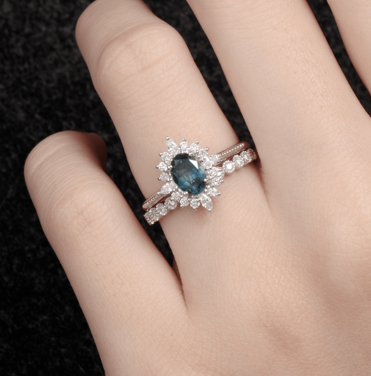 Vintage Art Deco Oval Safir Yüzük - Alaraph