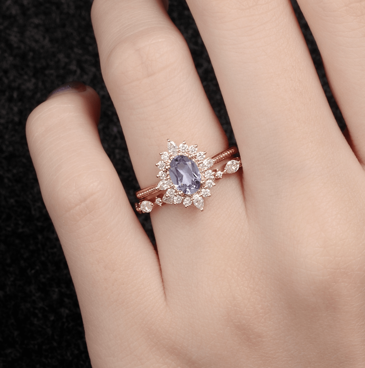 Vintage Art Deco Oval Safir Yüzük - Alaraph