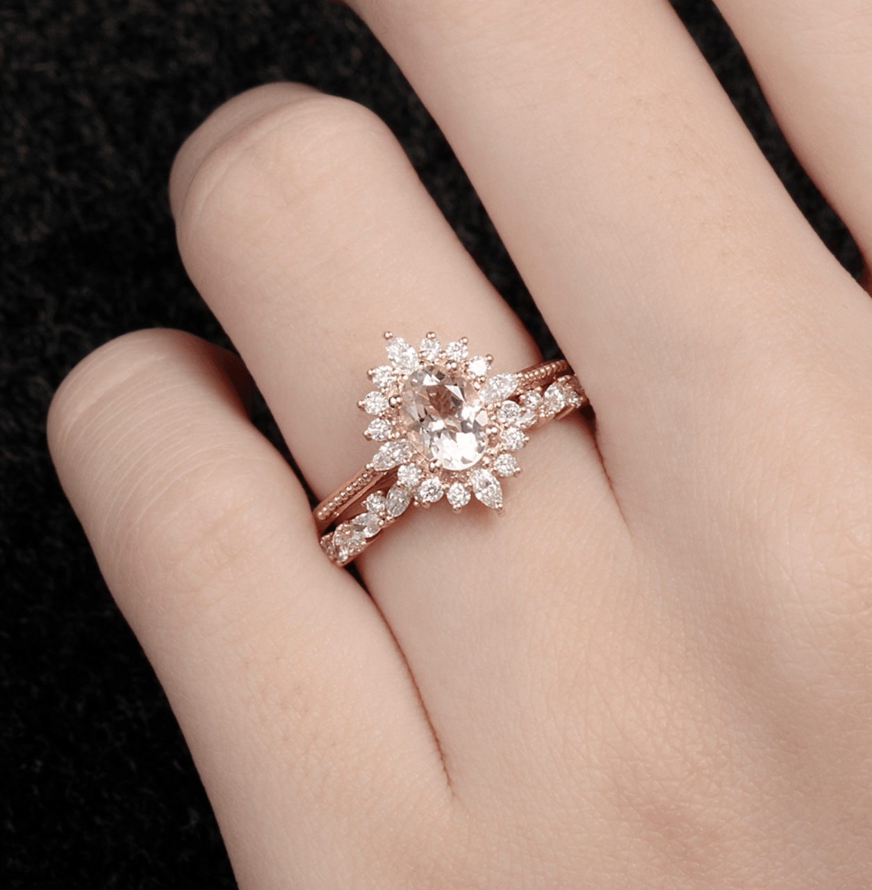 Vintage Art Deco Oval Safir Yüzük - Alaraph