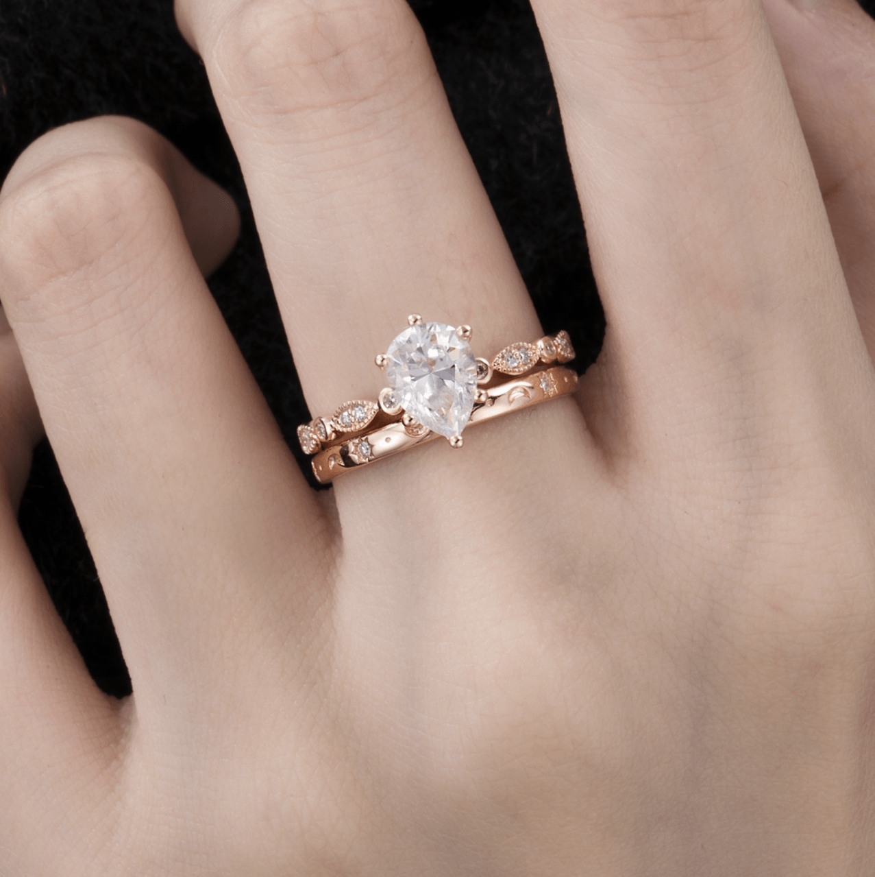 Vintage Esintili Damla Morganit Yüzük - Skat