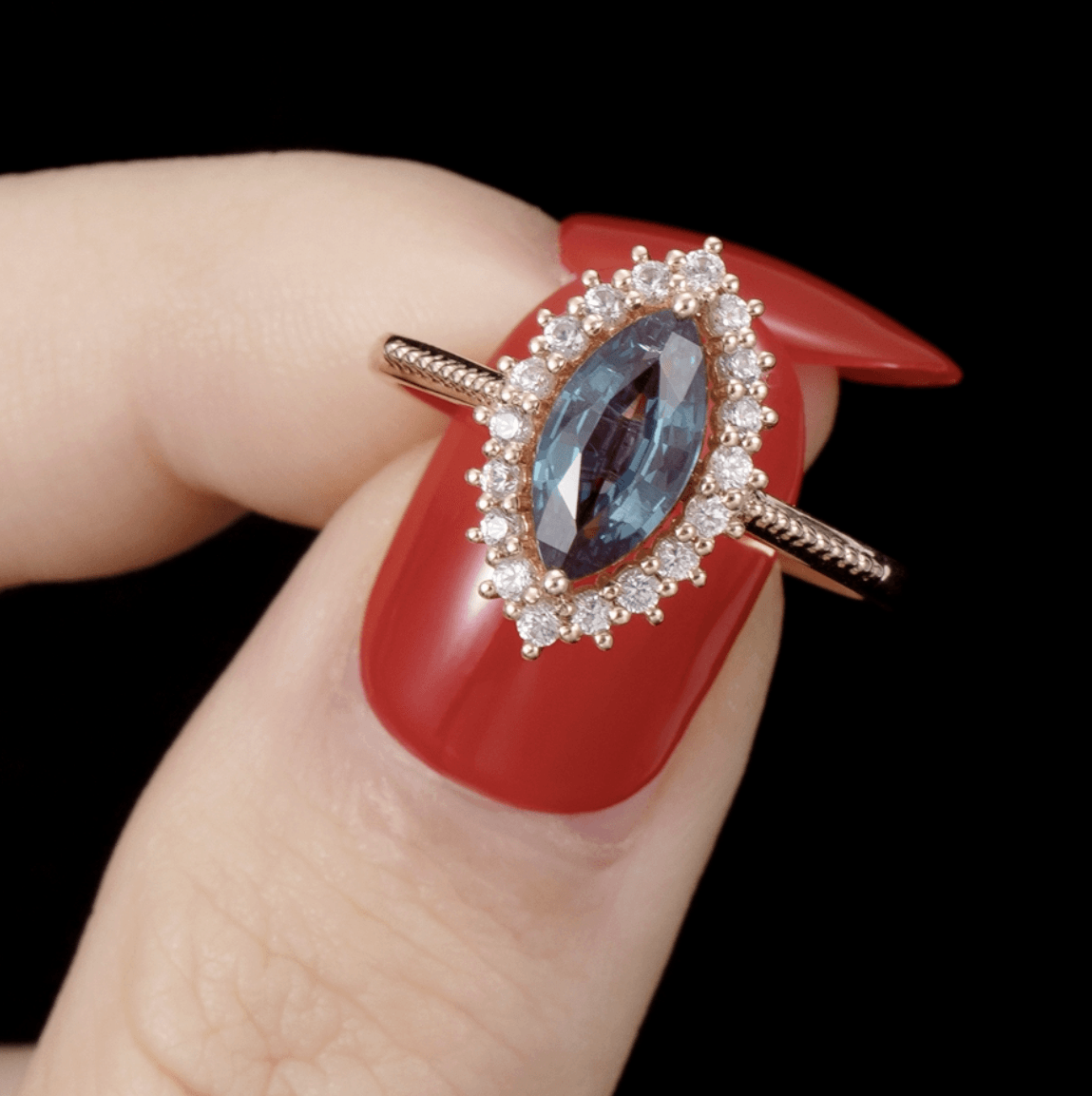 Vintage Markiz Alexandrite Işık Halkası Yüzük - Azimech