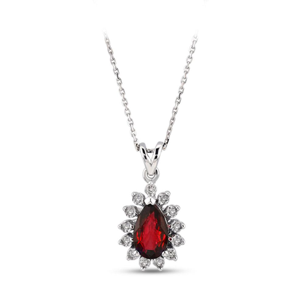 Pırlantalı Yakut Kolye - Mim Diamond
