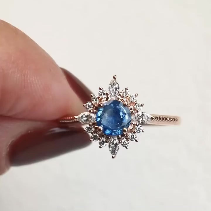 Vintage Art Deco Safir Yüzük - Alchiba