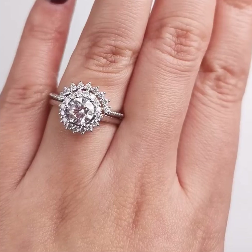 Винтажное светлое кольцо с муассанитом, кольцо для предложения руки и сердца - Askella