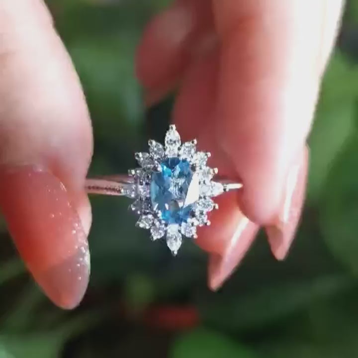 Vintage Art Deco Oval Akuamarin Yüzük - Aldebaran