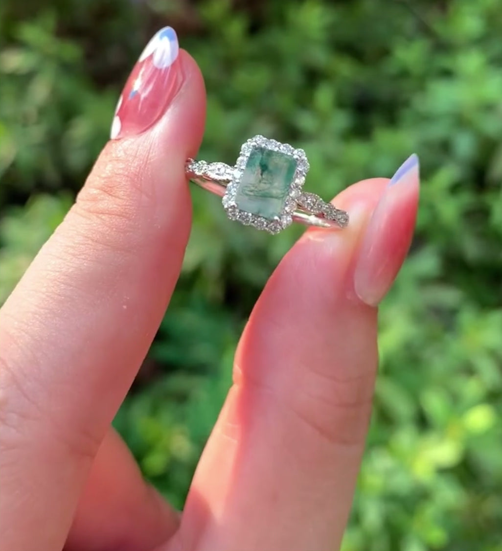 Кольцо с моховым агатом в винтажном стиле - Sinistra