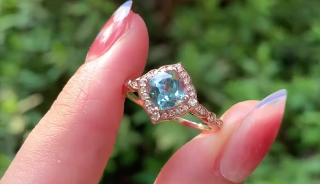 Vintage Akuamarin Evlilik Teklifi Yüzüğü - Alshain