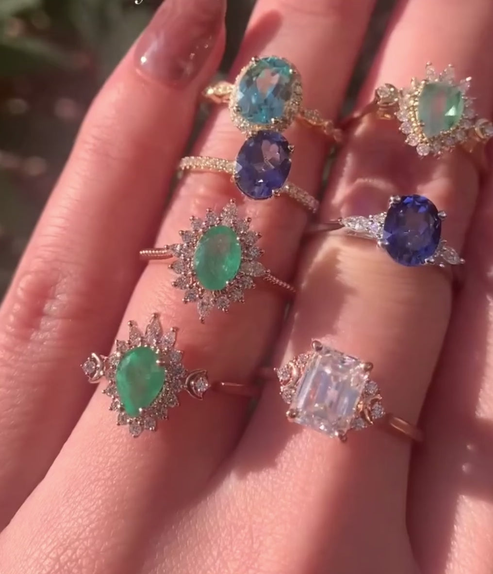 Винтажное кольцо с овальным аквамарином - Syrma