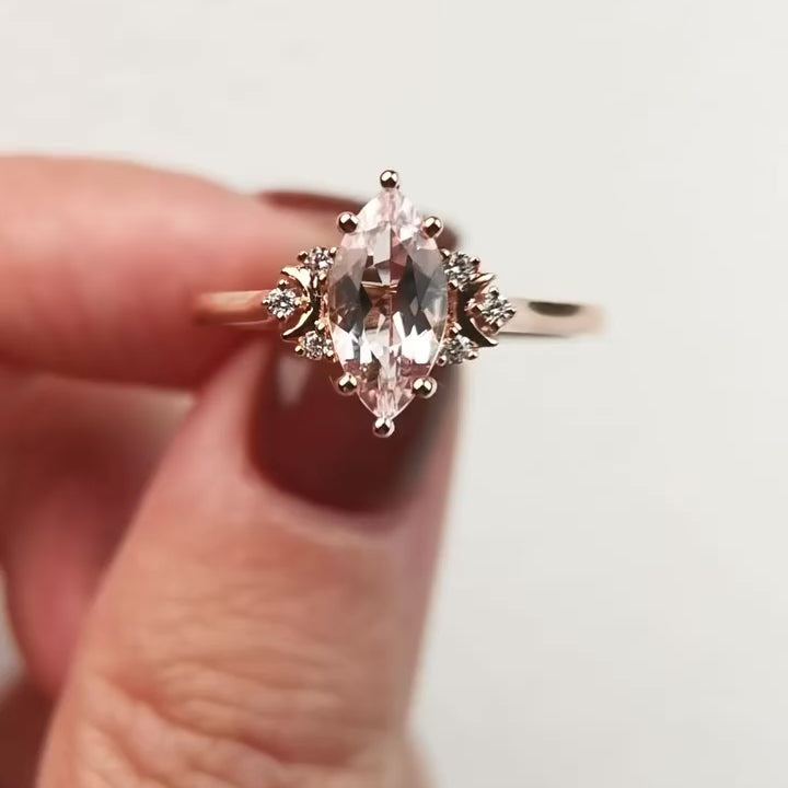 Винтажное кольцо с полумесяцем из морганита - Alrischa