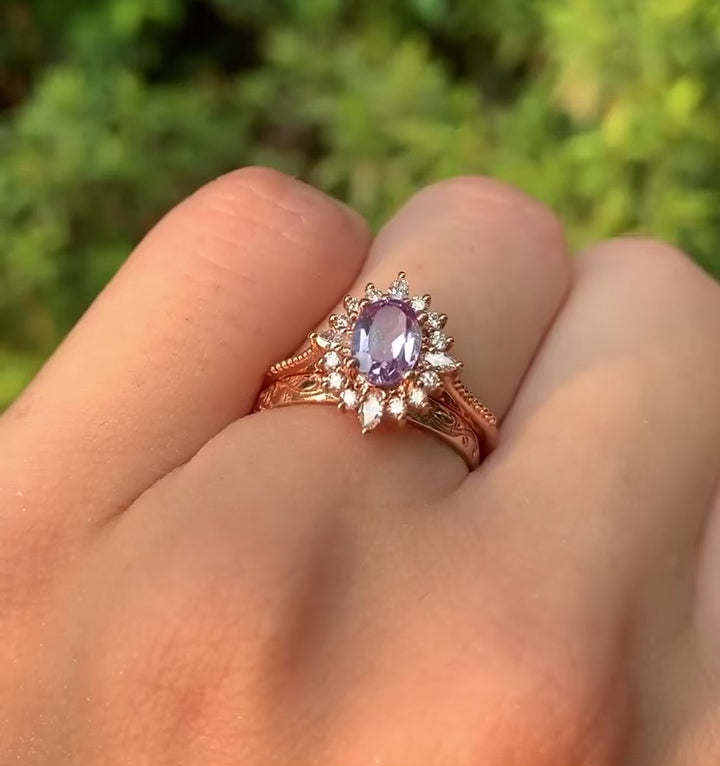 Vintage Wedding Band Ring - Rose