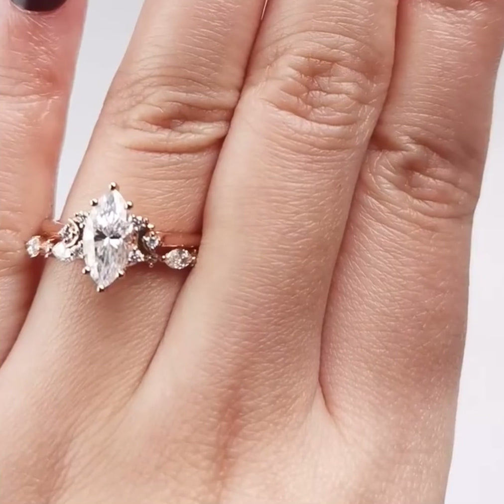 Винтажное кольцо с полумесяцем из муассанита - Alrami