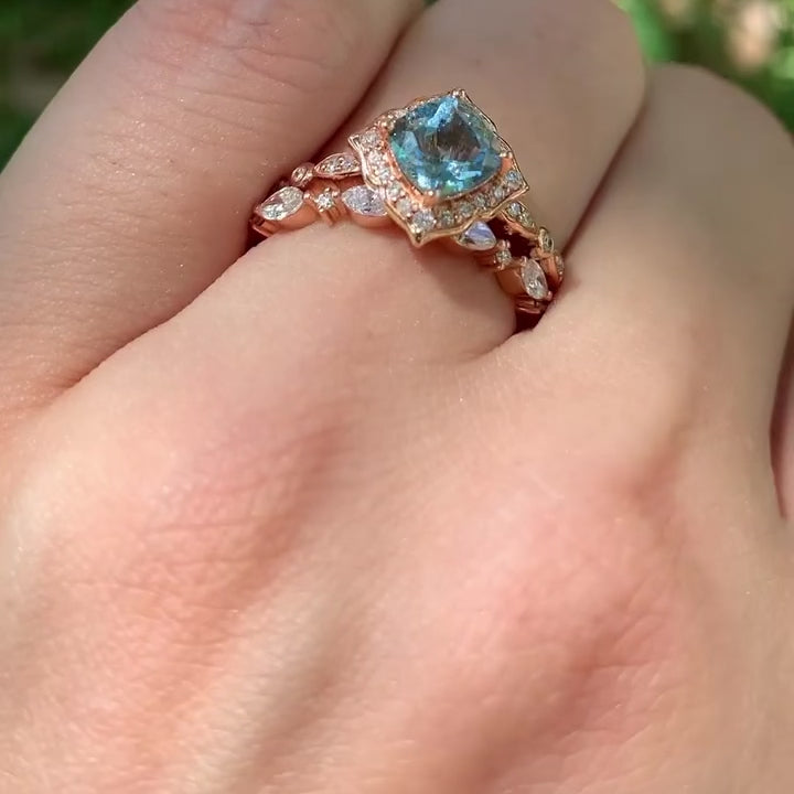 Vintage Akuamarin Evlilik Teklifi Yüzüğü - Alshain