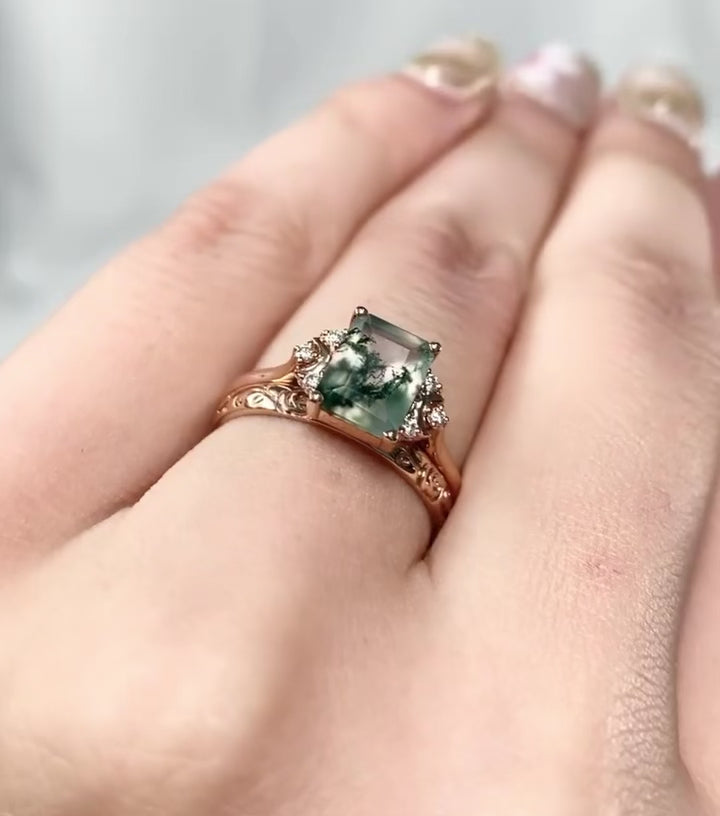 Vintage Wedding Band Ring - Rose