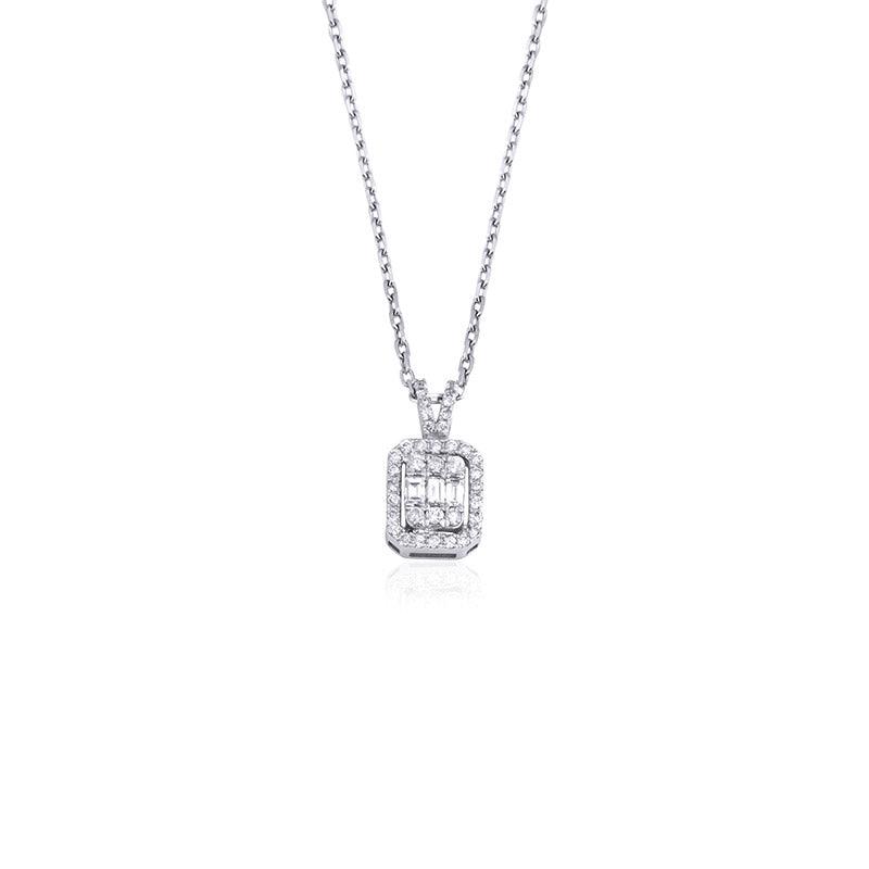 Makdis Pırlanta 0.23 Karat Baget Kolye - Mim Diamond