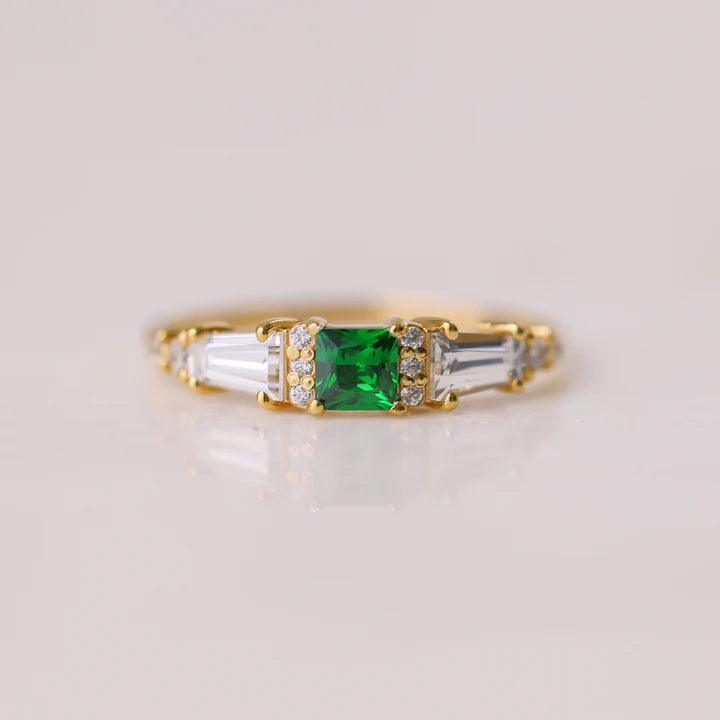 GREEN ART DECO RING - Mim Diamond