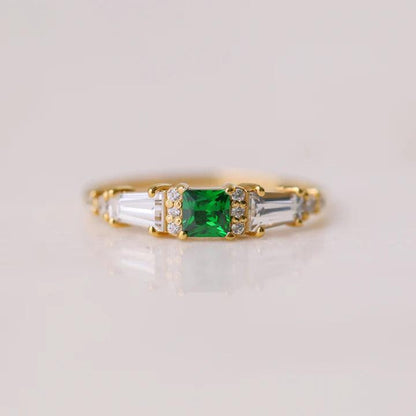 GREEN ART DECO RING - Mim Diamond