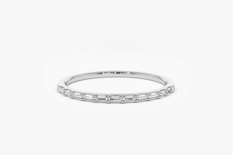 Minimal Tasarım Baget Pırlanta Yüzük - Pera - Mim Diamond