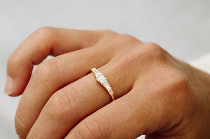 Tasarım Baget Pırlanta Yüzük - Azen - Mim Diamond