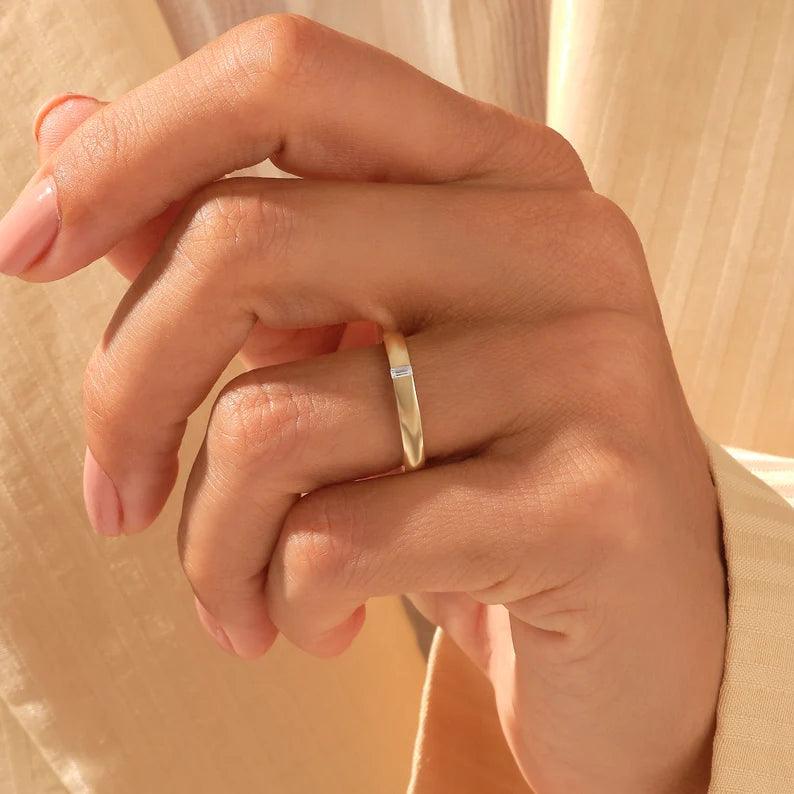 Tasarım Baget Pırlanta Yüzük - Oran - Mim Diamond