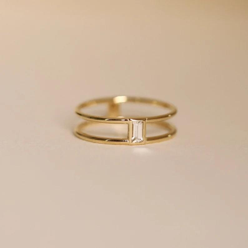 Tasarım Baget Pırlanta Yüzük - Tena - Mim Diamond