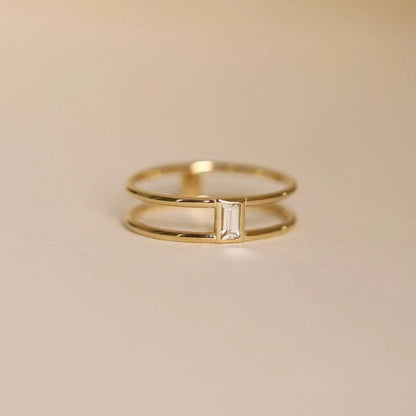 Tasarım Baget Pırlanta Yüzük - Tena - Mim Diamond