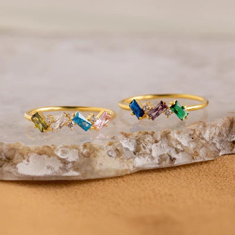 Tasarım Baget Yüzük - Year - Mim Diamond