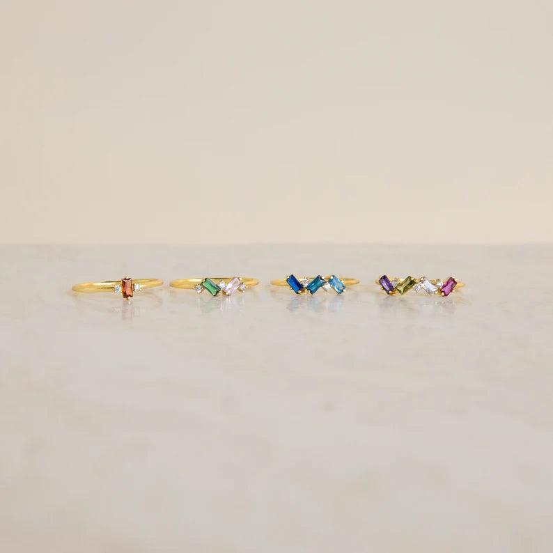 Tasarım Baget Yüzük - Year - Mim Diamond