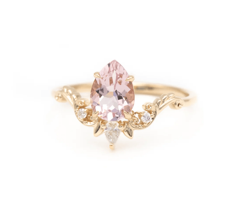 Vintage Damla Morganit Tasarım Yüzük - Gelak