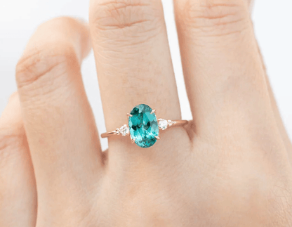 Vintage Pırlanta Mavi Turmalin Yüzük - Resel