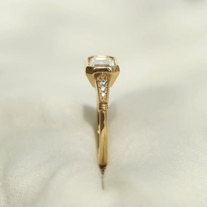 HORIZONTAL EMERALD CUT SOLITAIRE RING - Mim Diamond