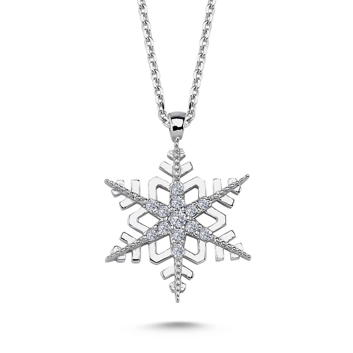 Pırlanta Kar Tanesi Kolye - Mim Diamond