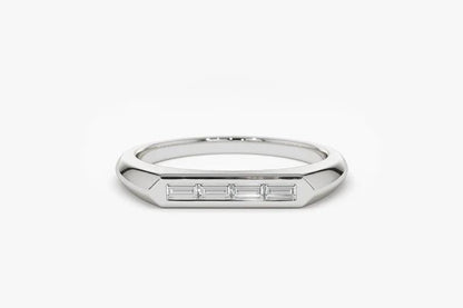 Minimal Tasarım Baget Pırlanta Yüzük - Anya - Mim Diamond