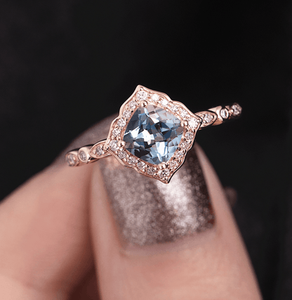 Vintage Akuamarin Evlilik Teklifi Yüzüğü - Alshain