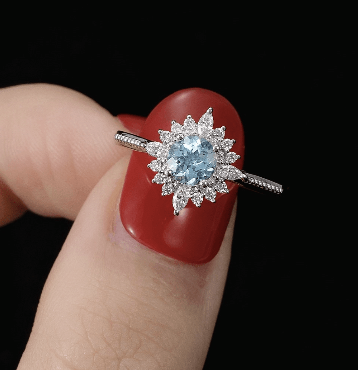 Vintage Art Deco Akuamarin Yüzük - Albali