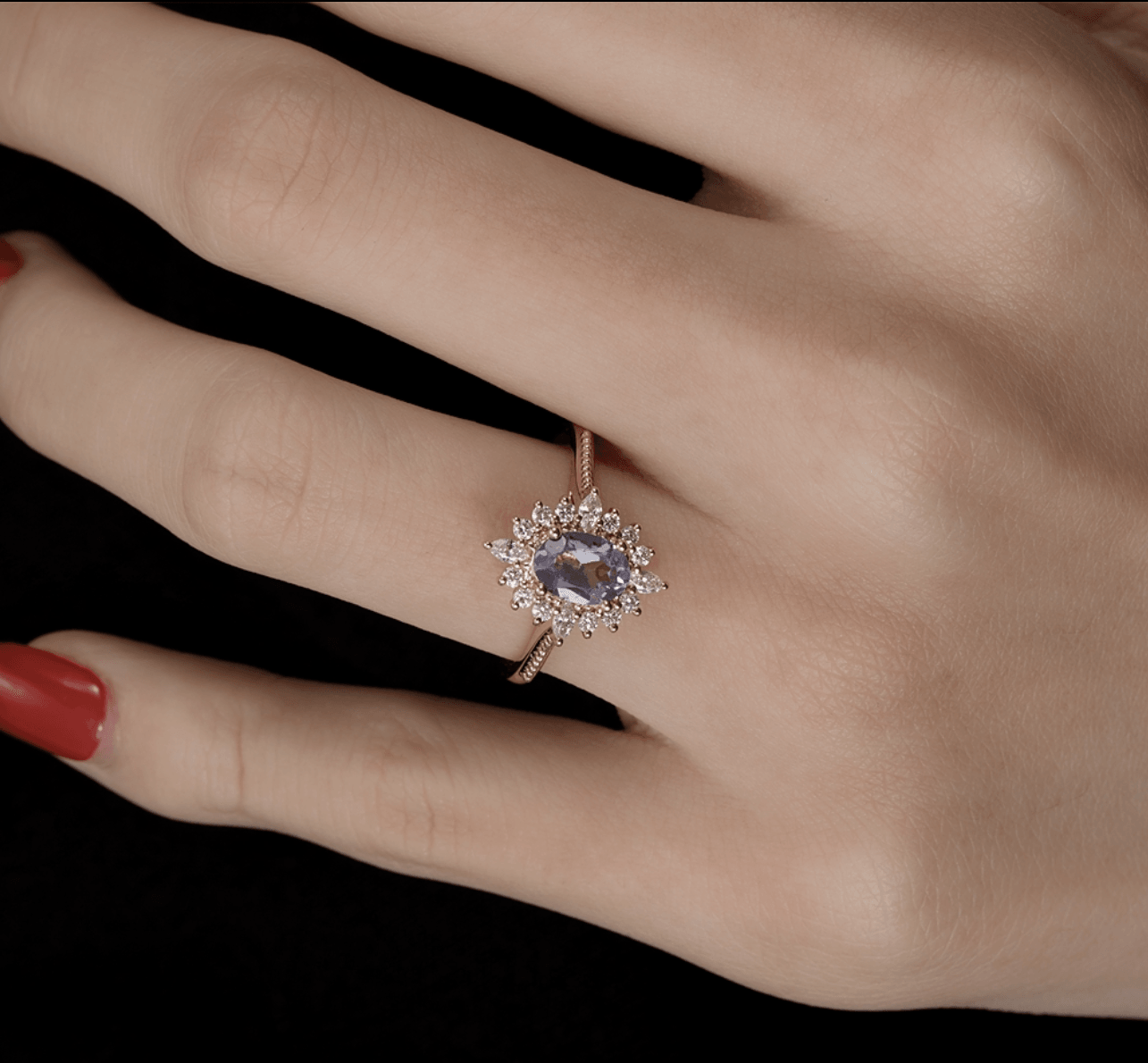 Vintage Art Deco Oval Alexandrite Yüzük - Acubens