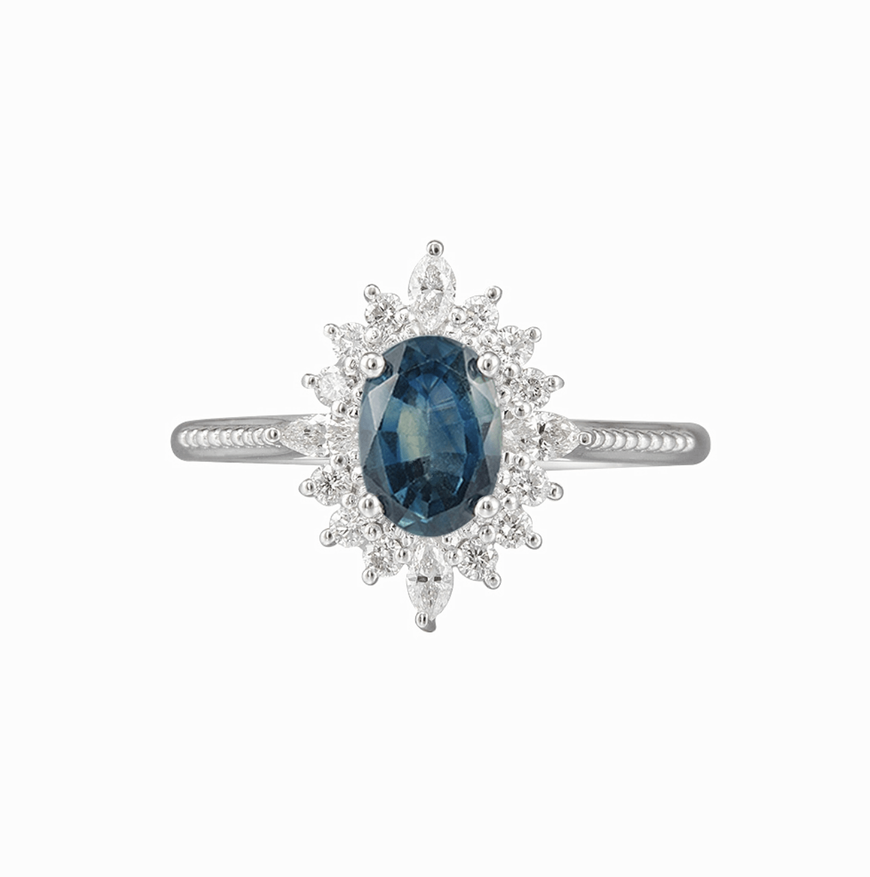 Vintage Art Deco Oval Safir Yüzük - Alaraph