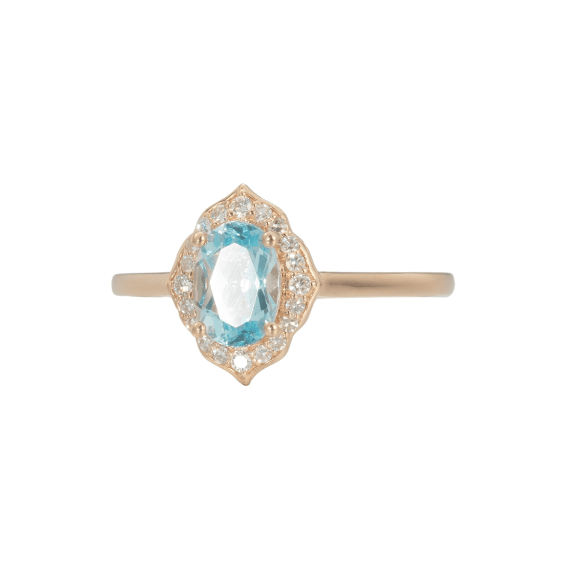 Vintage Çiçekli Akuamarin Evlilik Teklifi Yüzüğü - Betria