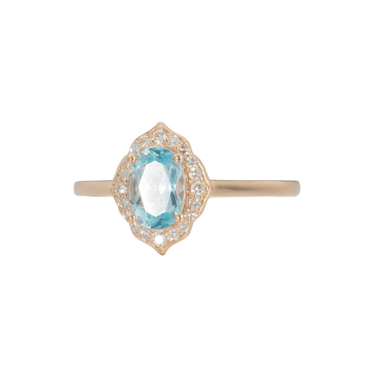 Vintage Çiçekli Akuamarin Evlilik Teklifi Yüzüğü - Betria