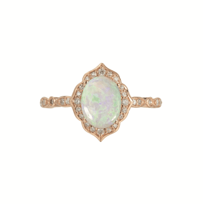 Vintage Çiçekli Oval Opal Yüzük - Markab