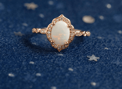 Vintage Çiçekli Oval Opal Yüzük - Markab