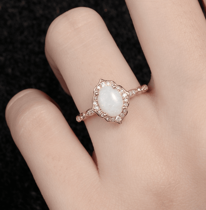 Vintage Çiçekli Oval Opal Yüzük - Markab