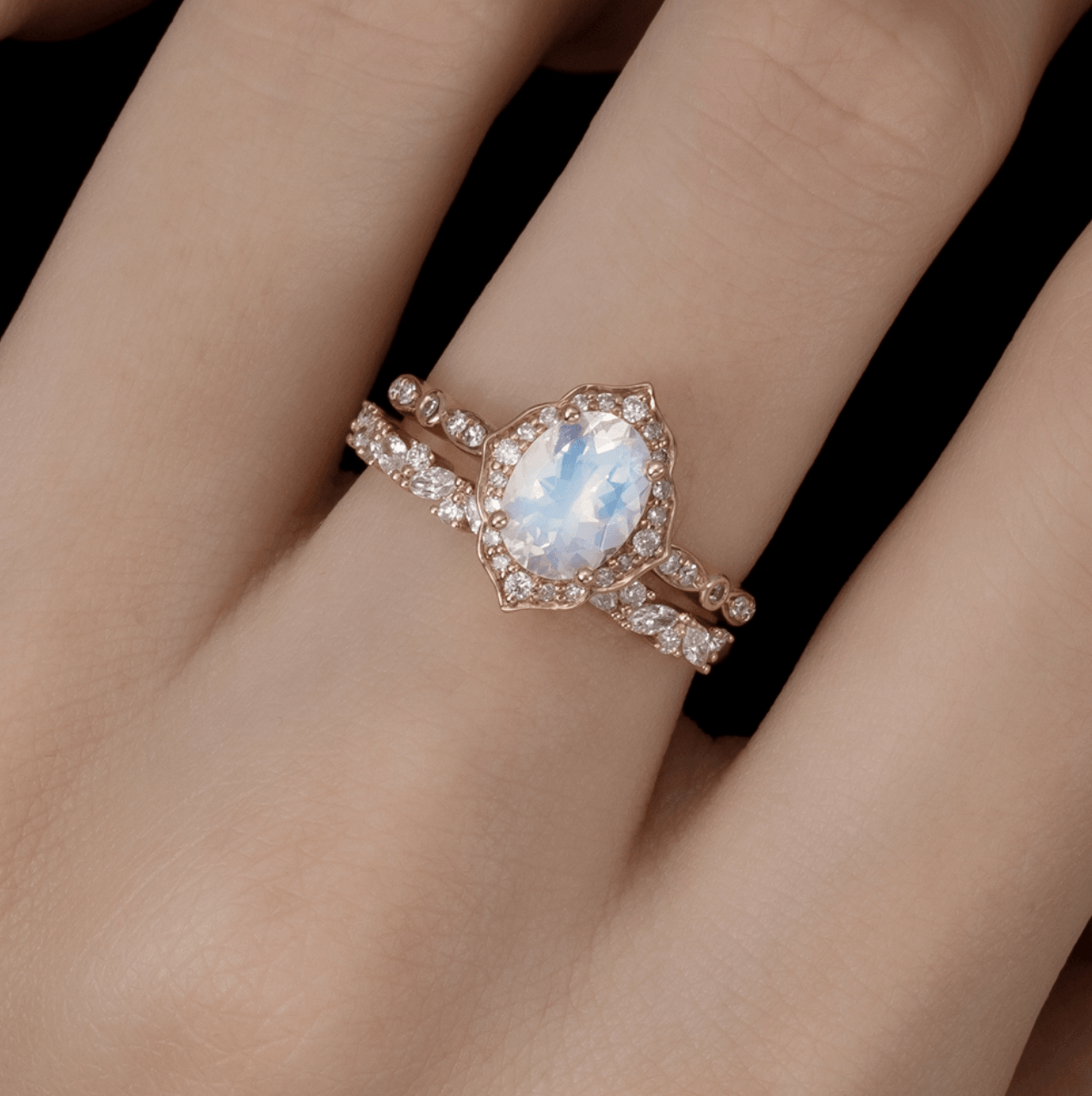 Vintage Çiçekli Oval Opal Yüzük - Markab