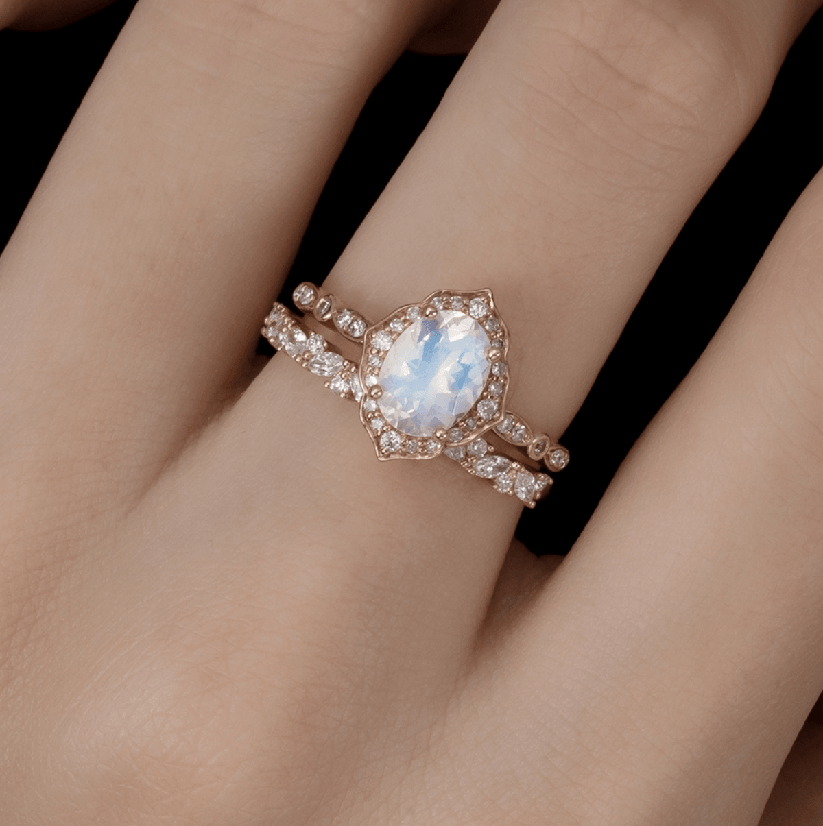 Vintage Çiçekli Oval Opal Yüzük - Markab