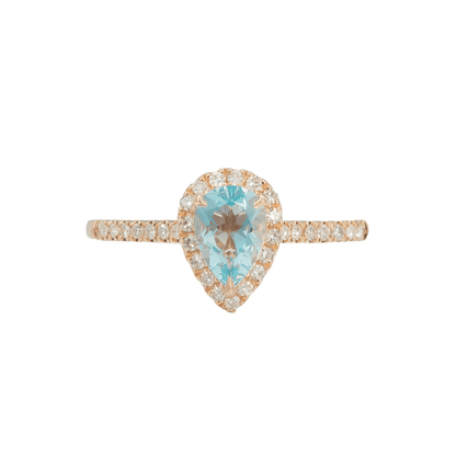 Vintage Damla Işık Halkası Akuamarin Yüzük - Menkent